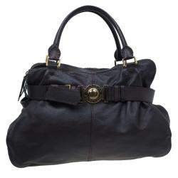 Pre Owned Burberry Dark Brown Buffalo Leather Lambeth Tote