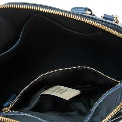 Pre Owned Burberry Beige/Blue Haymarket Check Canvas and Leather Small Orchard Bowler Bag