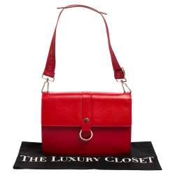 Pre Owned Burberry Red Leather Flap Slim Shoulder Bag