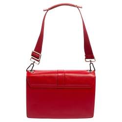 Pre Owned Burberry Red Leather Flap Slim Shoulder Bag