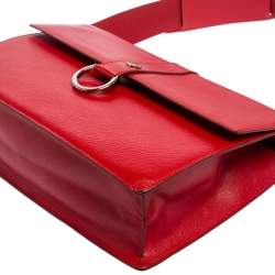 Pre Owned Burberry Red Leather Flap Slim Shoulder Bag