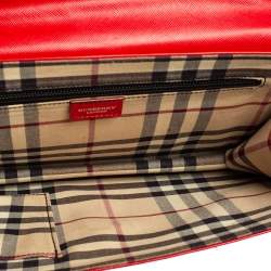 Pre Owned Burberry Red Leather Flap Slim Shoulder Bag