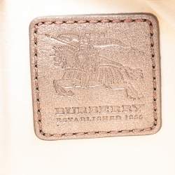 Pre Owned حقيبة كلتش بربري حمالة معصم حافة جلد وبي في سي شفاف بيج/ ذهبي ميتالك