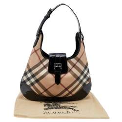 Pre Owned Burberry Beige/Black Super Nova Check PVC And Patent Leather Brooke Hobo