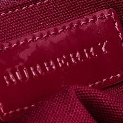 Pre Owned Burberry Raspberry Gradient Supernova Check Coated Canvas And Patent Leather Hobo