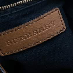 Pre Owned Burberry Brown/Beige Nova Check Canvas and Leather Buckle Hobo