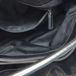 Pre Owned Burberry Metallic/Black Beat Check Nylon and Glossy Leather Buckle Shoulder Bag