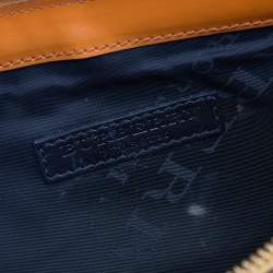 Pre Owned Burberry Orange Patent Leather Clutch Bag