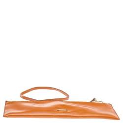 Pre Owned Burberry Orange Patent Leather Clutch Bag