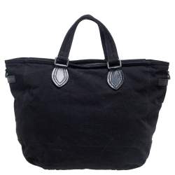 Burberry Black Canvas and Leather Tote