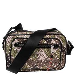Burberry Tricolor TB Print Nylon and Leather Trim Messenger Bag