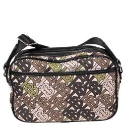 Burberry Tricolor TB Print Nylon and Leather Trim Messenger Bag