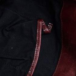 Pre Owned Burberry Dark Red/Beige House Check Canvas and Leather Small Canterbury Tote