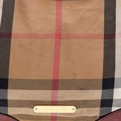 Pre Owned Burberry Dark Red/Beige House Check Canvas and Leather Small Canterbury Tote