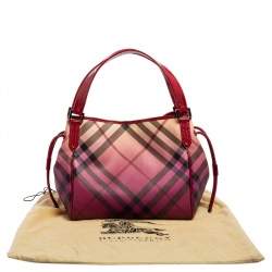 Pre Owned Burberry Burgundy Ombre Supernova Check PVC and Patent Leather Bilmore Tote