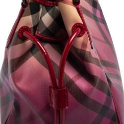 Pre Owned Burberry Burgundy Ombre Supernova Check PVC and Patent Leather Bilmore Tote