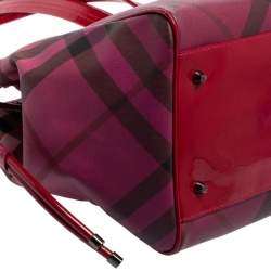 Pre Owned Burberry Burgundy Ombre Supernova Check PVC and Patent Leather Bilmore Tote