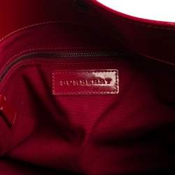 Pre Owned Burberry Burgundy Ombre Supernova Check PVC and Patent Leather Bilmore Tote