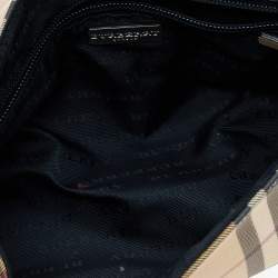 Pre Owned Burberry Beige Python And Novacheck Coated Canvas Flap Bag