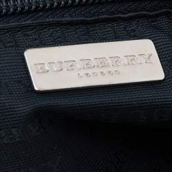 Pre Owned Burberry Beige Python And Novacheck Coated Canvas Flap Bag