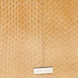 Pre Owned Burberry Beige Python And Novacheck Coated Canvas Flap Bag