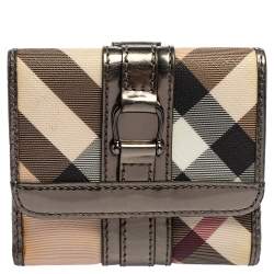 Pre Owned Burberry Nova Check PVC and Leather Compact Wallet