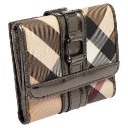 Pre Owned Burberry Nova Check PVC and Leather Compact Wallet