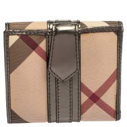 Pre Owned Burberry Nova Check PVC and Leather Compact Wallet
