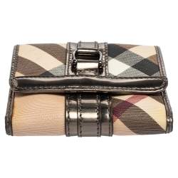 Pre Owned Burberry Nova Check PVC and Leather Compact Wallet