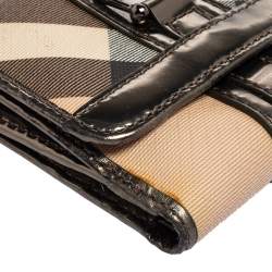 Pre Owned Burberry Nova Check PVC and Leather Compact Wallet