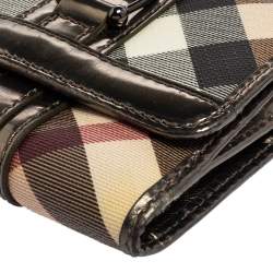 Pre Owned Burberry Nova Check PVC and Leather Compact Wallet