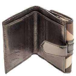 Pre Owned Burberry Nova Check PVC and Leather Compact Wallet
