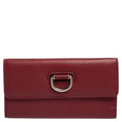 Burberry Red Leather Highbury D Ring Continental Wallet Burberry TLC