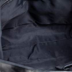 Pre Owned Burberry Black Beat Check Nylon And Patent Leather Small Lowry Tote