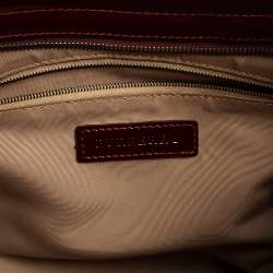 Pre Owned Burberry Burgundy/Beige Nova Check PVC and Patent Leather Hobo