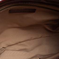 Pre Owned Burberry Burgundy/Beige Nova Check PVC and Patent Leather Hobo