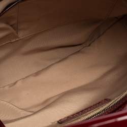 Pre Owned Burberry Burgundy/Beige Nova Check PVC and Patent Leather Hobo
