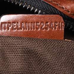Pre Owned Burberry Brown House Check Canvas and Leather Bridle Hobo
