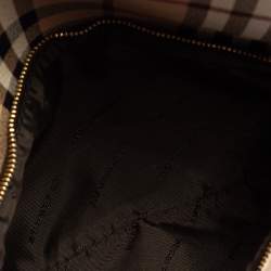 Pre Owned حقيبة كلتش بربري أديلين كانفاس مقوى كاروهات هايماركت بيج/بني مطوية بحمالة للمعصم