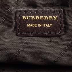 Pre Owned حقيبة كلتش بربري أديلين كانفاس مقوى كاروهات هايماركت بيج/بني مطوية بحمالة للمعصم