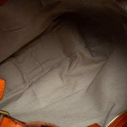 Pre Owned Burberry Orange/Beige Nova Check Canvas and Leather Buckle Hobo