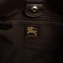 مملوكة مسبقًا Burberry Brown/Beige Haymarket PVC and Leather Kensington Shoulder Bag