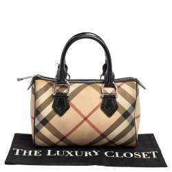 مملوكة مسبقًا حقيبة يد بولينغ بربري نوفا كانفاس مقوى بيج/ برونزي صغيرة