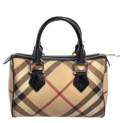 مملوكة مسبقًا حقيبة يد بولينغ بربري نوفا كانفاس مقوى بيج/ برونزي صغيرة