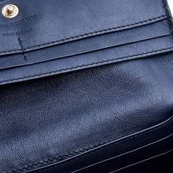 Pre Owned محفظة كونتينينتال بربري كانفاس كاروهات نوفا وجلد أزرق داكن /بيج