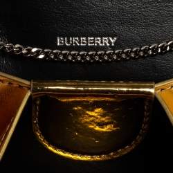 Pre Owned محفظة بسلسلة بربري جيسي كومباكت قلاب جلد لامه مبطن ذهبي