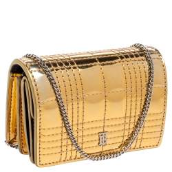 Pre Owned محفظة بسلسلة بربري جيسي كومباكت قلاب جلد لامه مبطن ذهبي