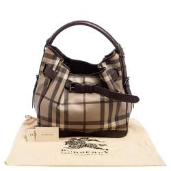Pre Owned Burberry Brown Smoked Check Coated Canvas and Leather Walden Hobo