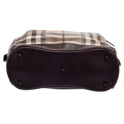 Pre Owned Burberry Brown Smoked Check Coated Canvas and Leather Walden Hobo