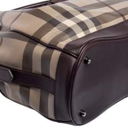 Pre Owned Burberry Brown Smoked Check Coated Canvas and Leather Walden Hobo
